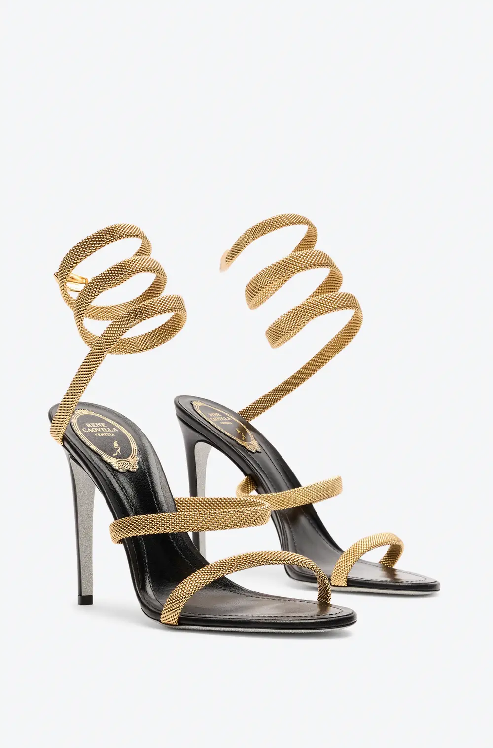 Rene Caovilla TRIGOLD CLEO BLACK-GOLD SANDAL 105