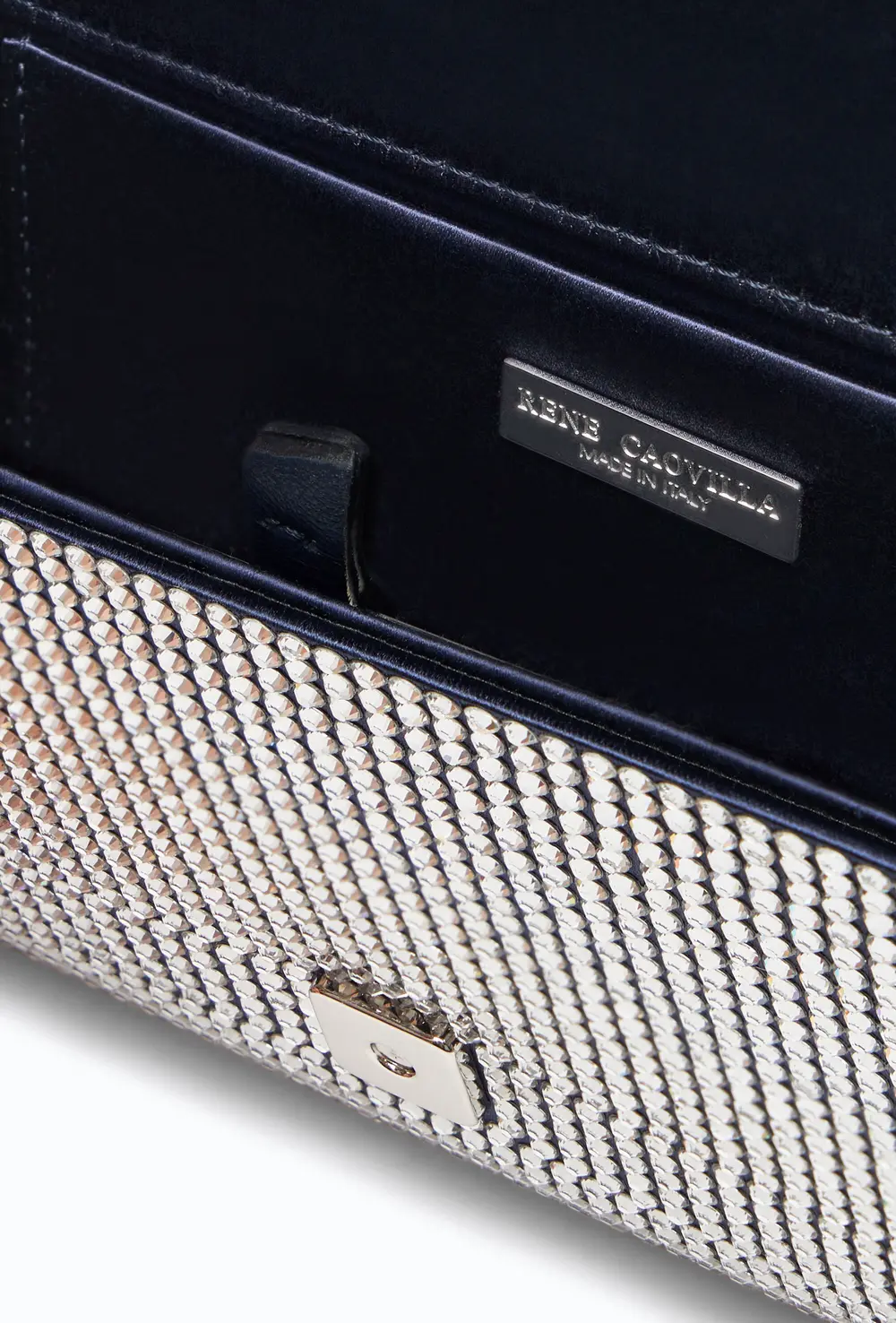 Rene Caovilla Aida Blue Clutch With All-Over Crystals