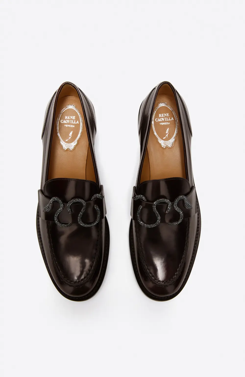 Rene Caovilla MORGANA DARK BROWN LOAFER WITH CRYSTALS 20