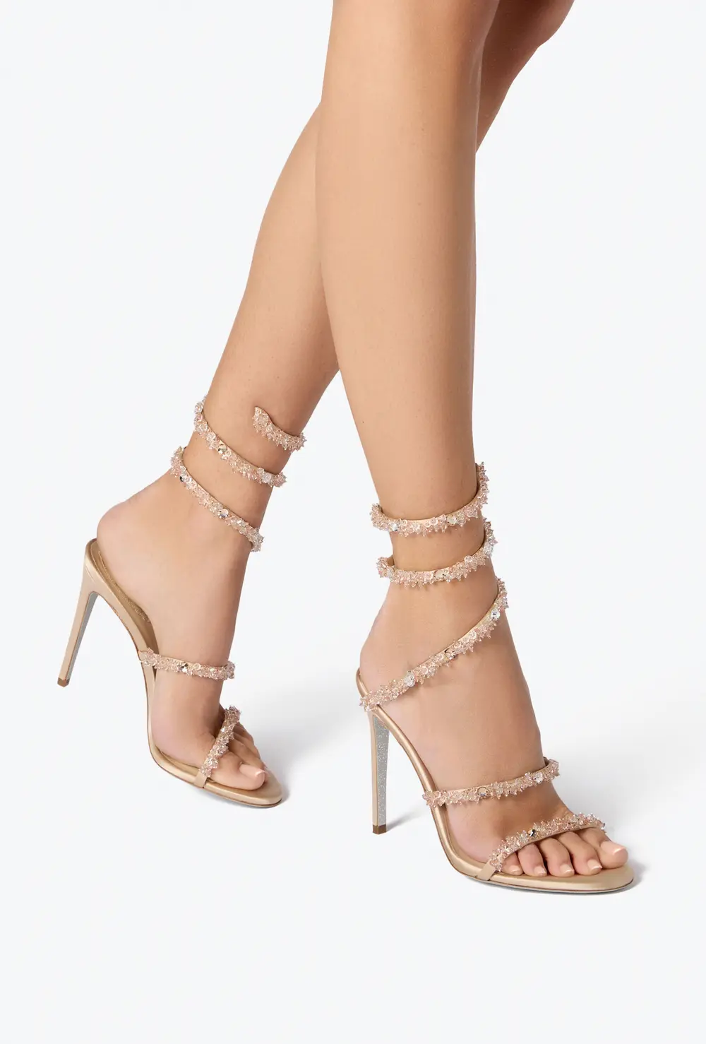 Rene Caovilla Cinderella Nude Sandal With Serpent 105