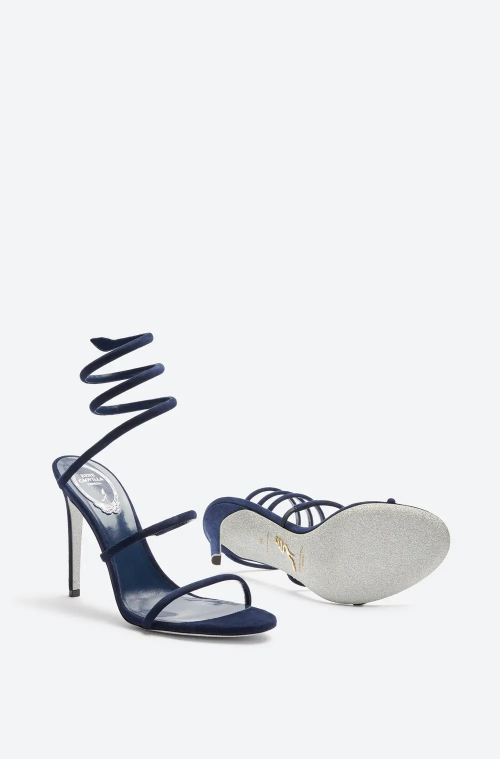 Rene Caovilla Cleo Blue Suede Sandal 105