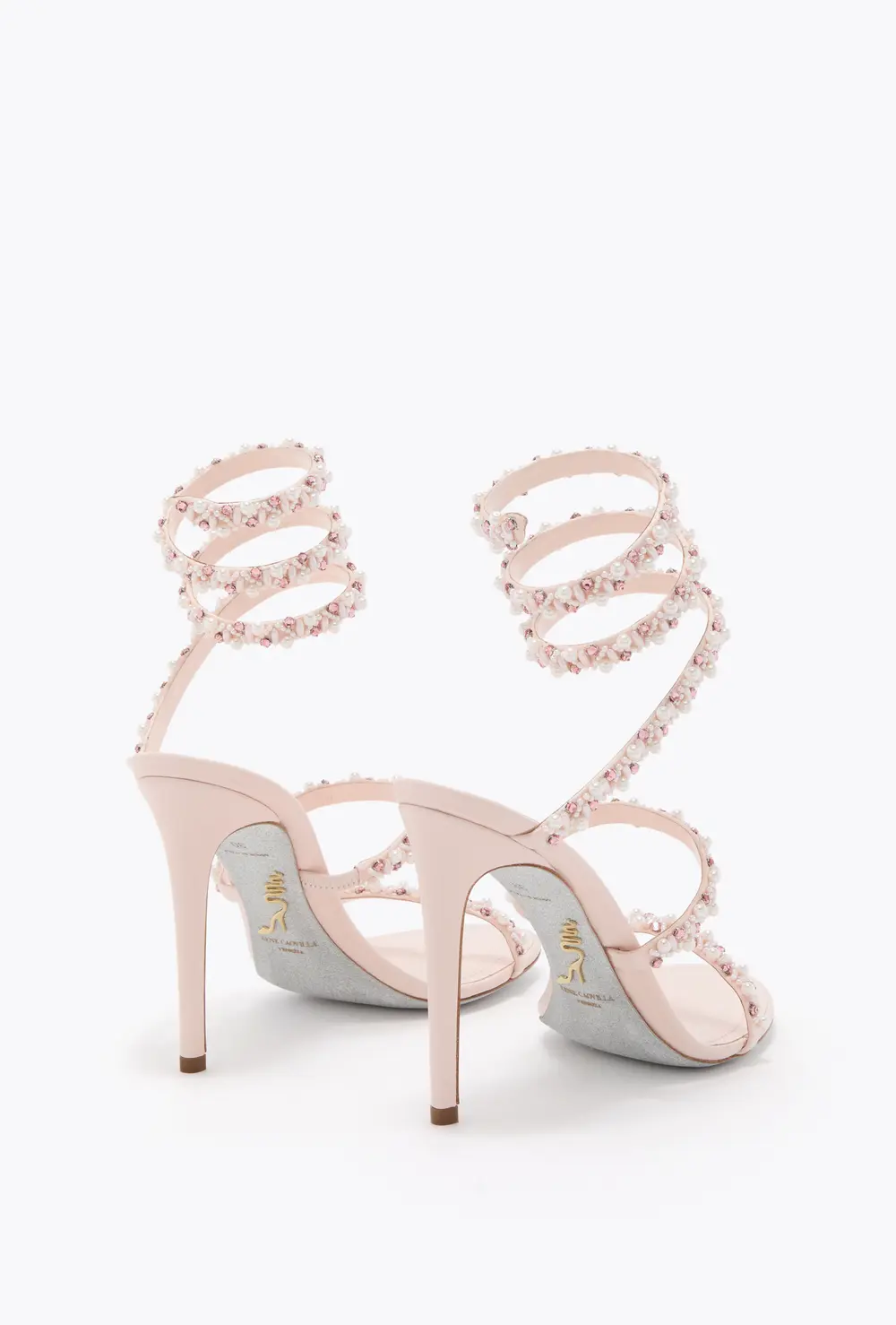 Rene Caovilla GOLDEN POWDER PINK SANDAL 80