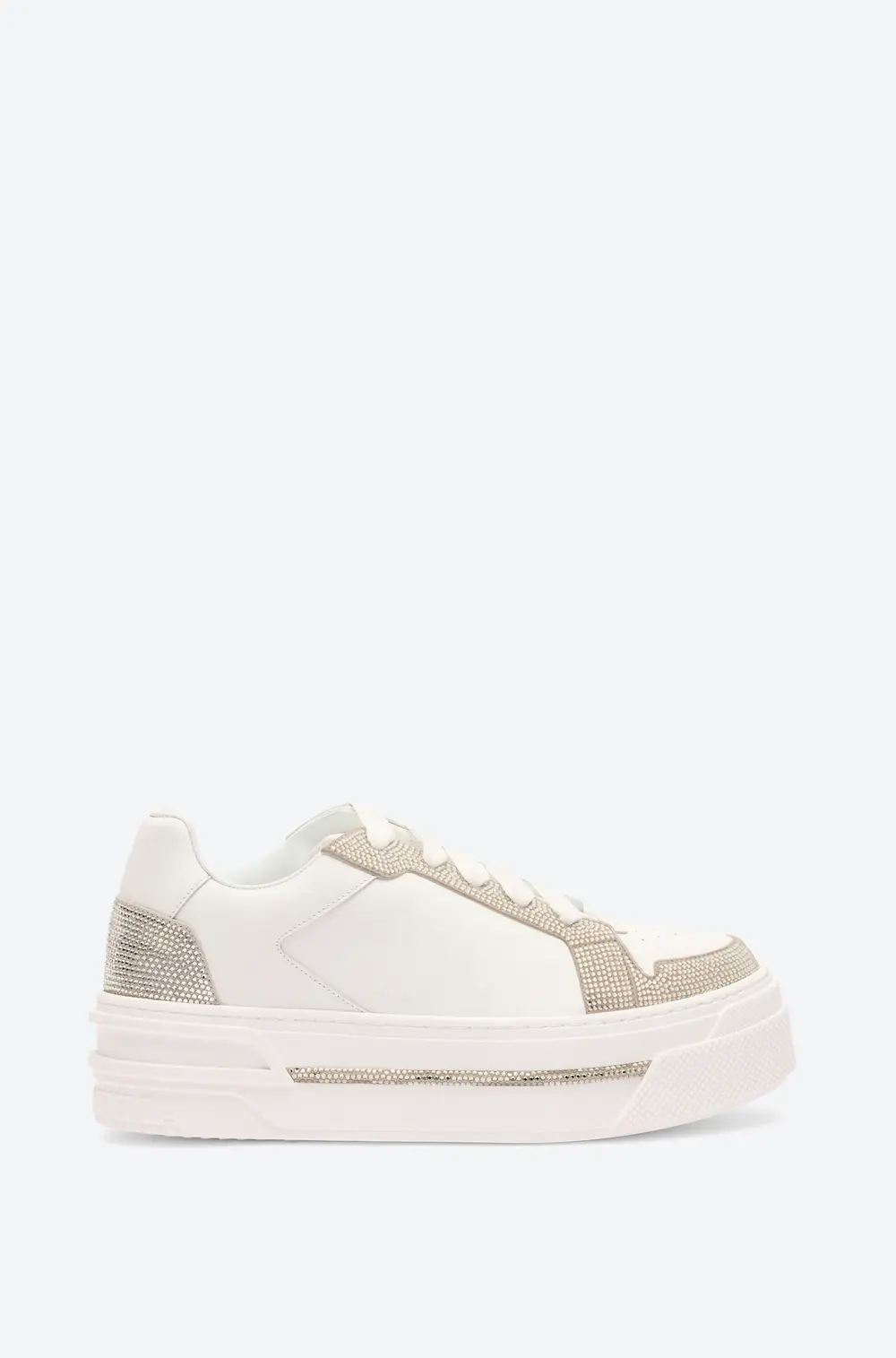 Rene Caovilla XTRA WHITE-SILVER SNEAKER WITH CRYSTALS 50