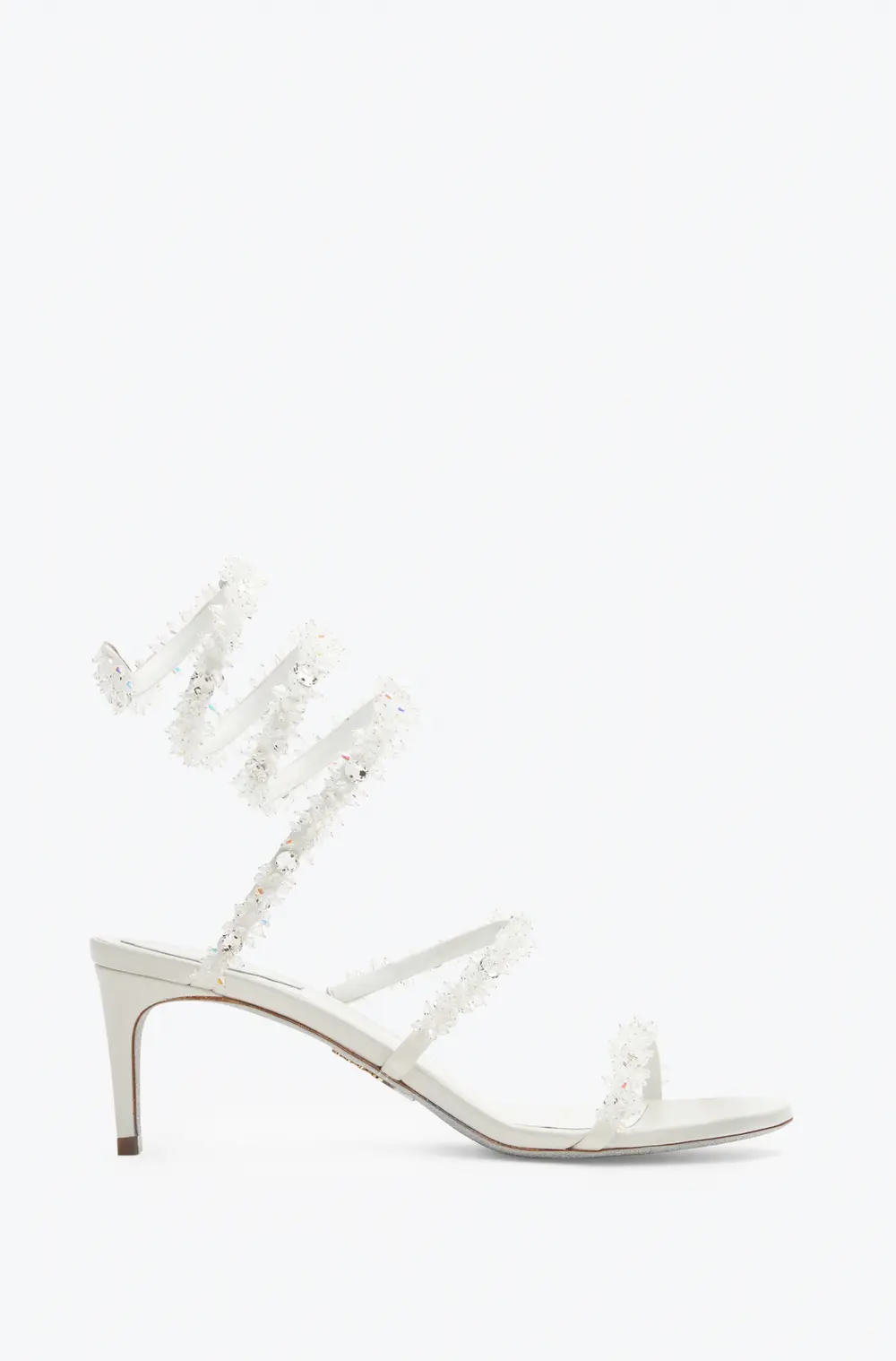 Rene Caovilla Cinderella White Sandal With Serpent 60