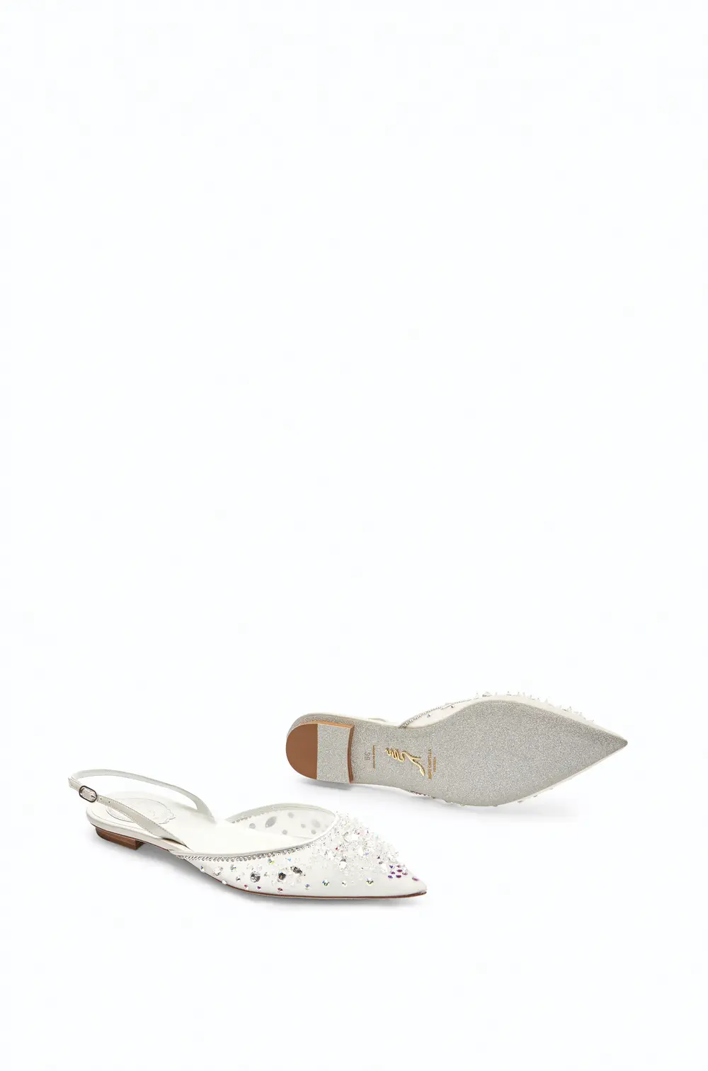Rene Caovilla Cinderella White Slingback 10