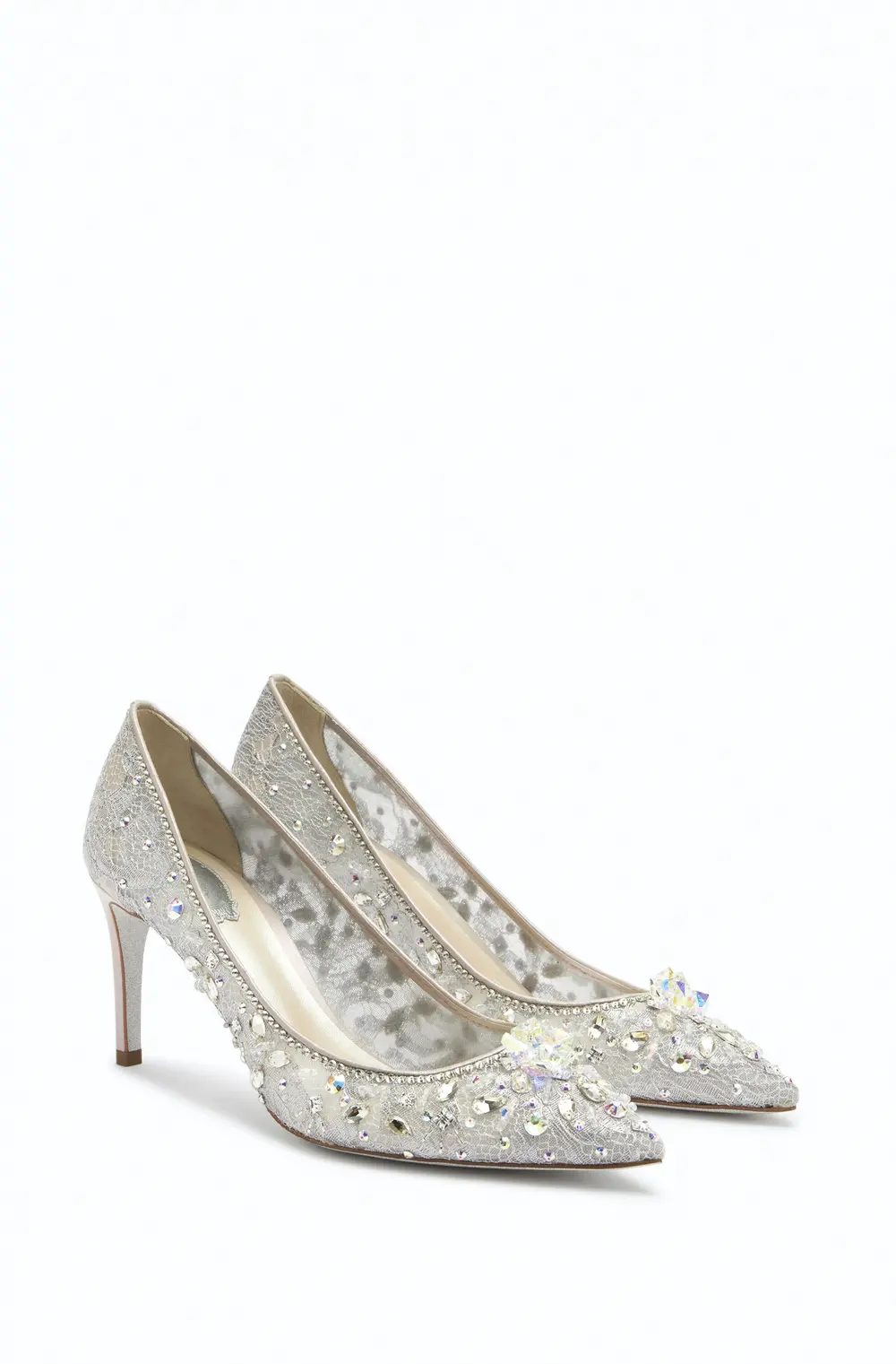 Rene Caovilla Grey Pointed Pumps Cinderella 75