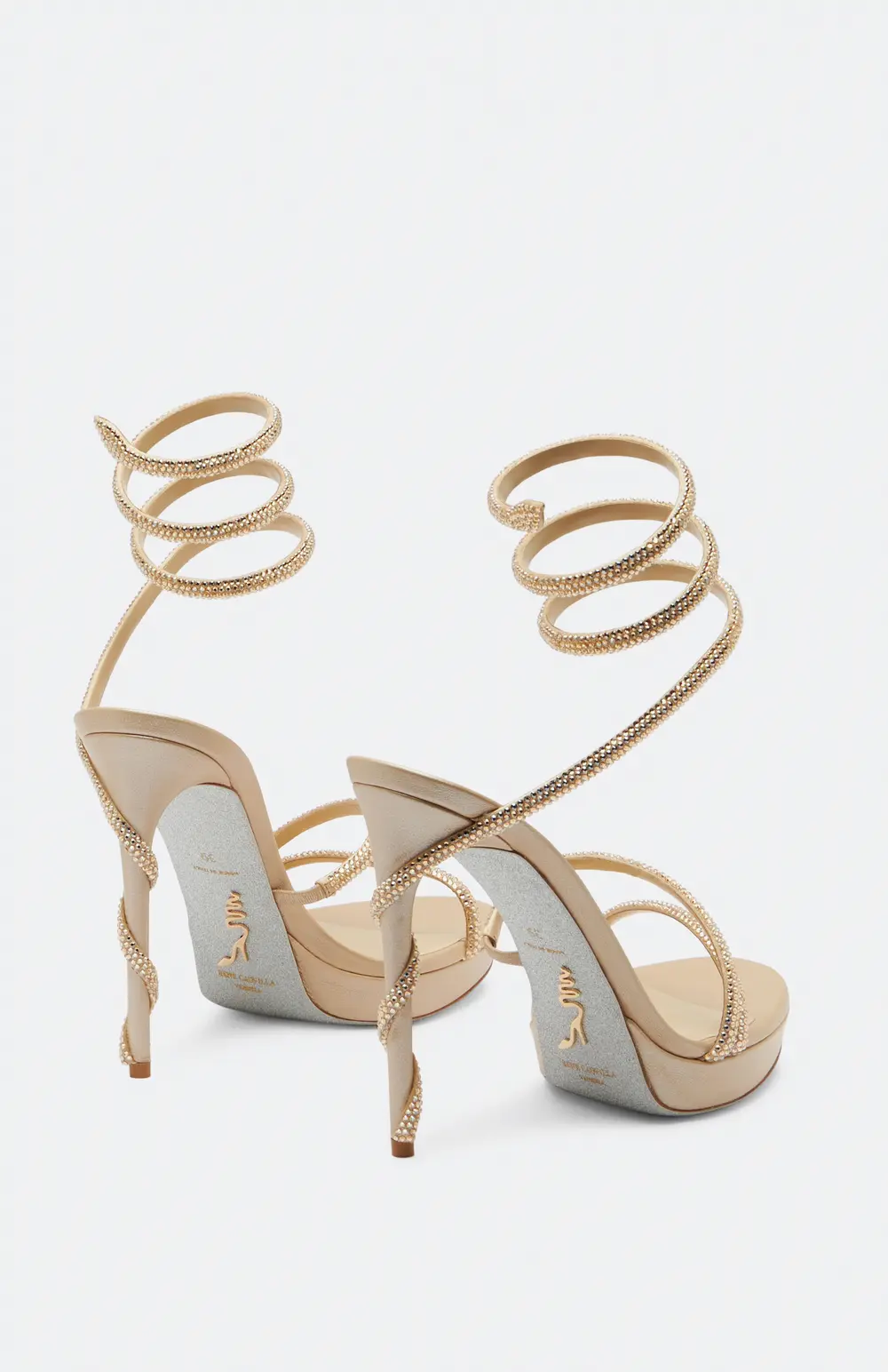 Rene Caovilla MARGOT CHAMPAGNE PLATFORM SANDAL 120