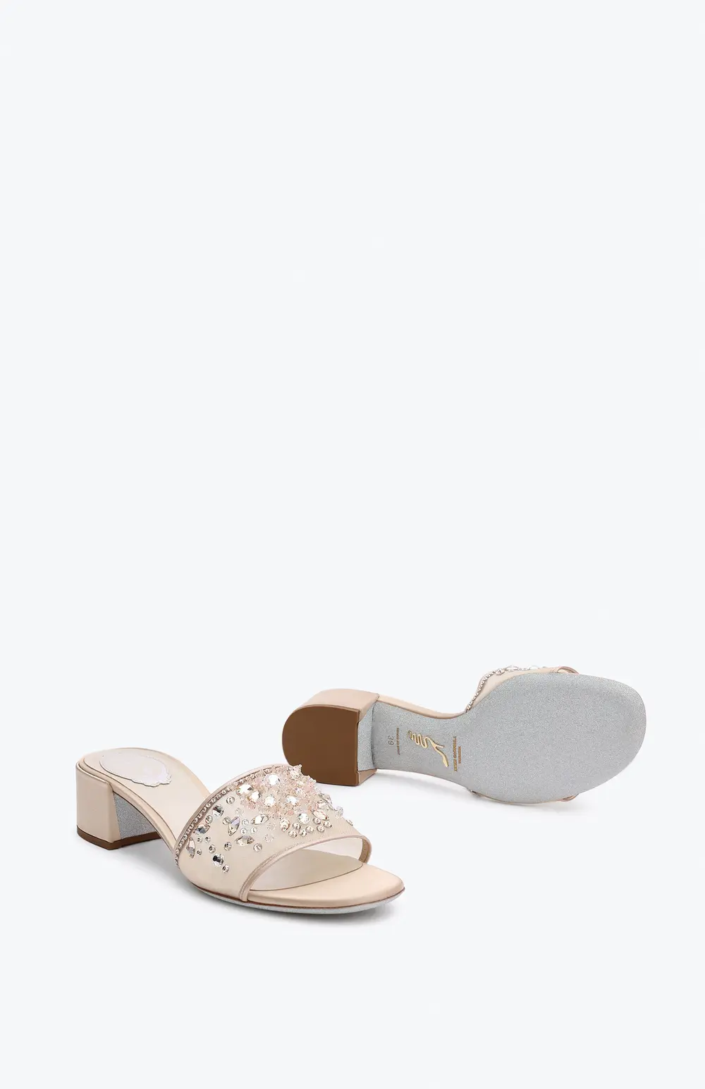 Rene Caovilla Cinderella Nude Mule 40