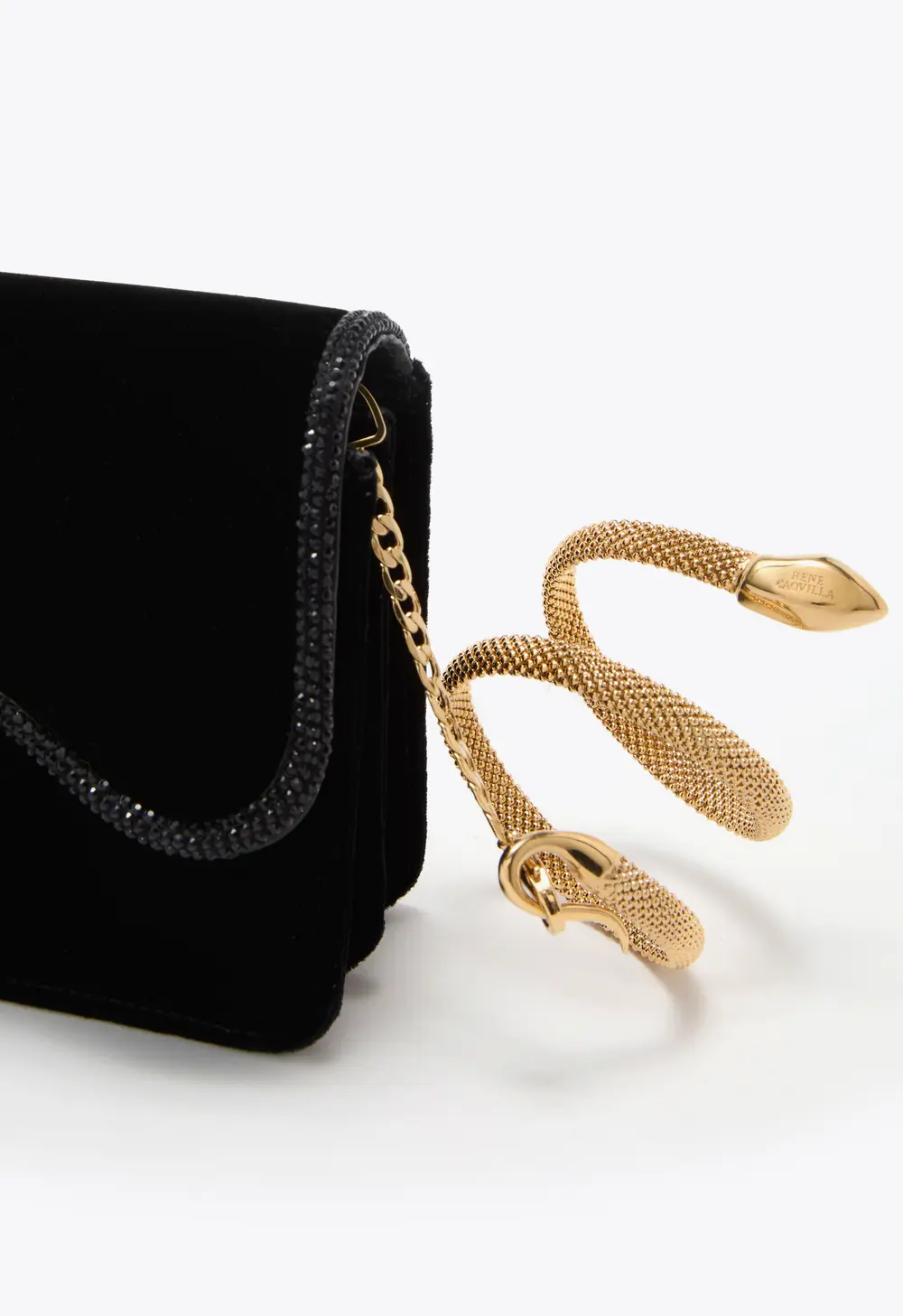 Rene Caovilla ONDA BLACK VELVET CLUTCH