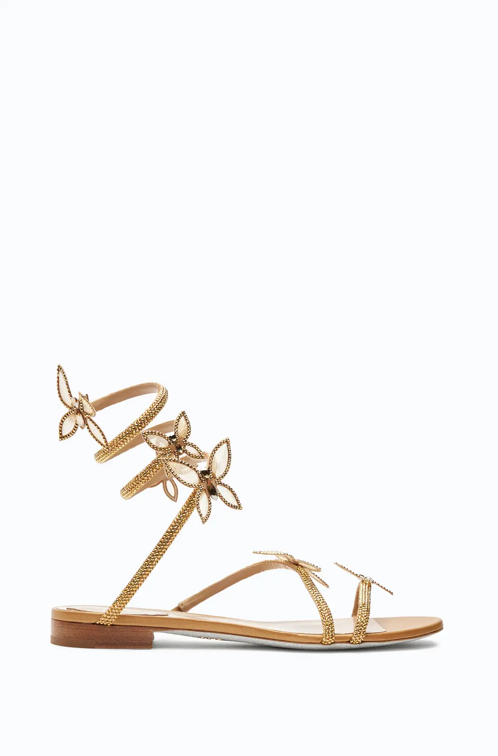 Rene Caovilla Butterflower Crystal Gold Sandal 10
