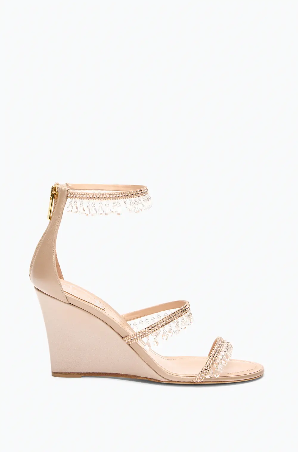 Rene Caovilla CHANDELIER POWDER PINK WEDGE SANDAL 80