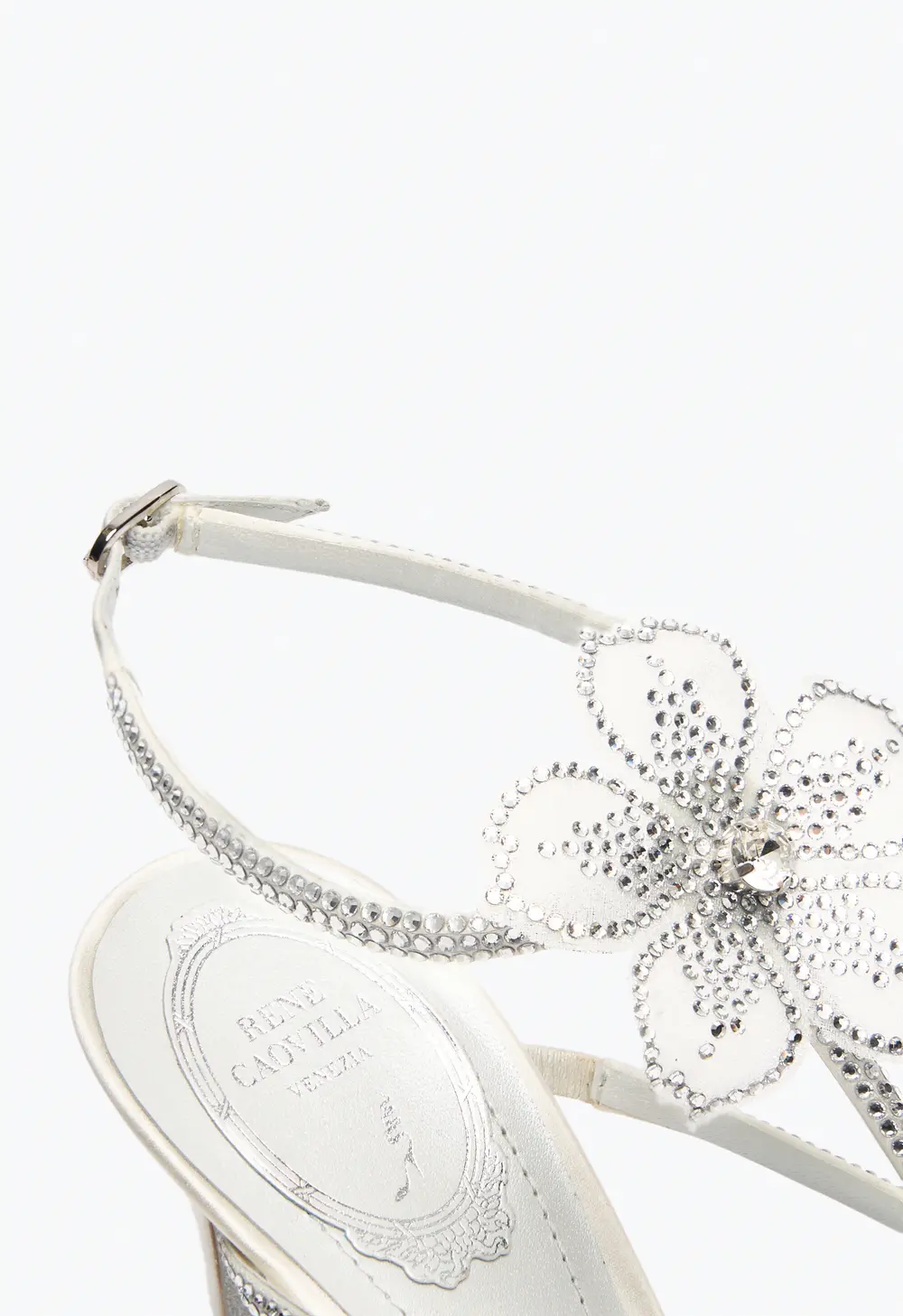 Rene Caovilla PEACH FLOWER IVORY SANDAL 80