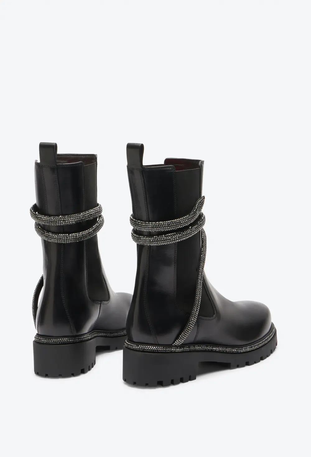 Rene Caovilla Cleo Combat Black Biker Boots