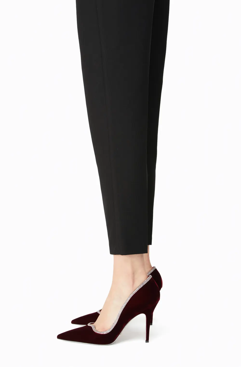 Rene Caovilla ONDA BURGUNDY VELVET PUMP 100