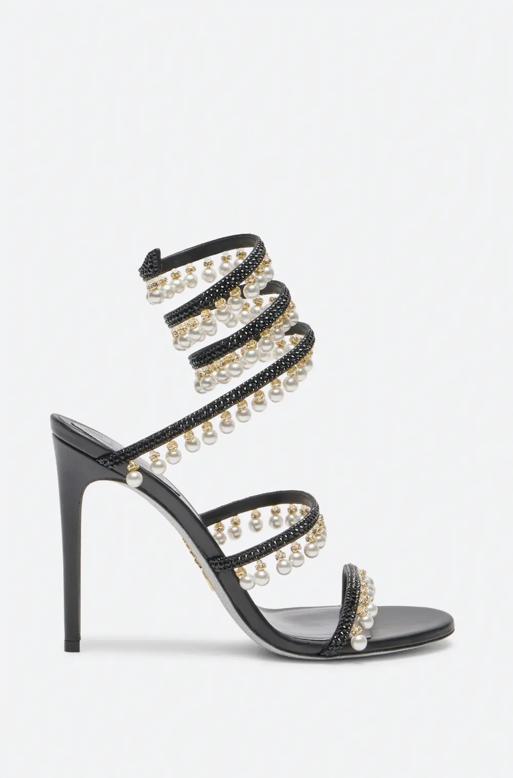 Rene Caovilla CHANDELIER BLACK SANDAL WITH PEARLS 105