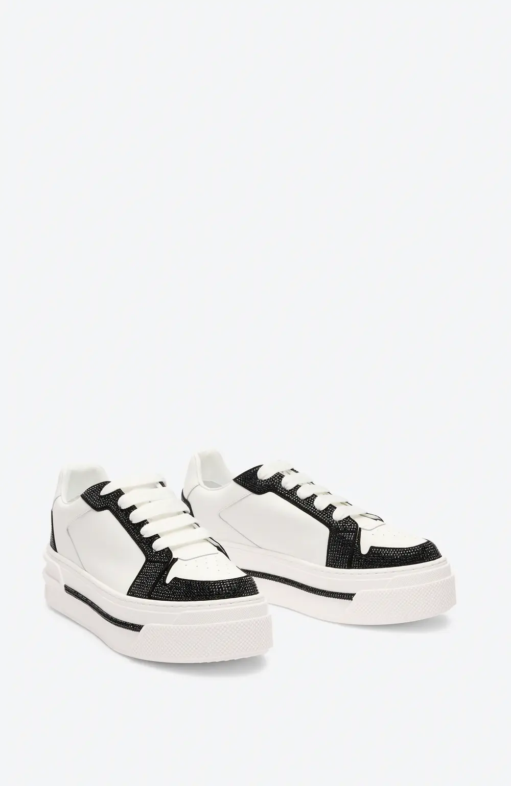 Rene Caovilla XTRA WHITE-BLACK SNEAKER WITH CRYSTALS 50