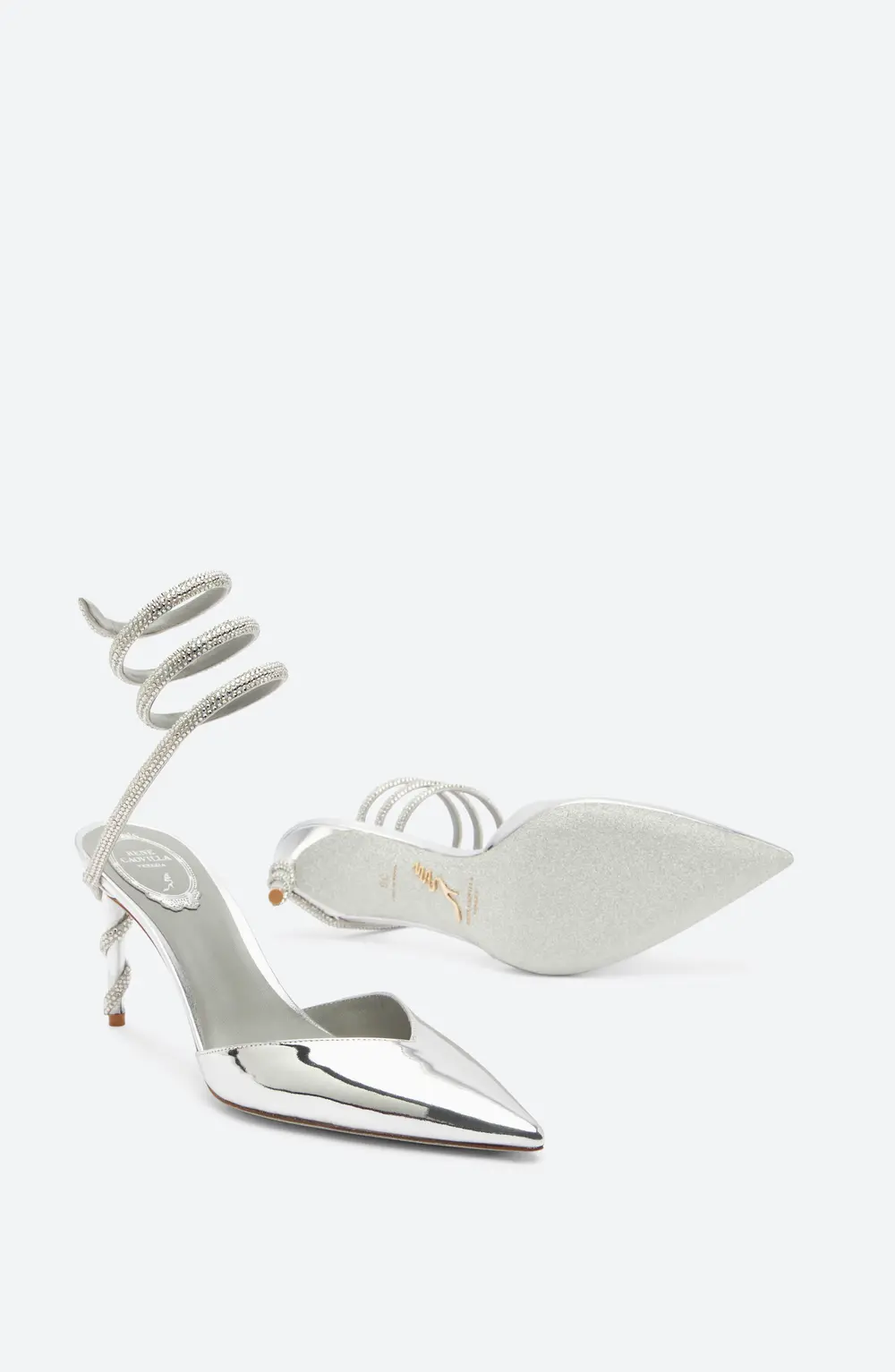 Rene Caovilla Margot Silver Pump 80