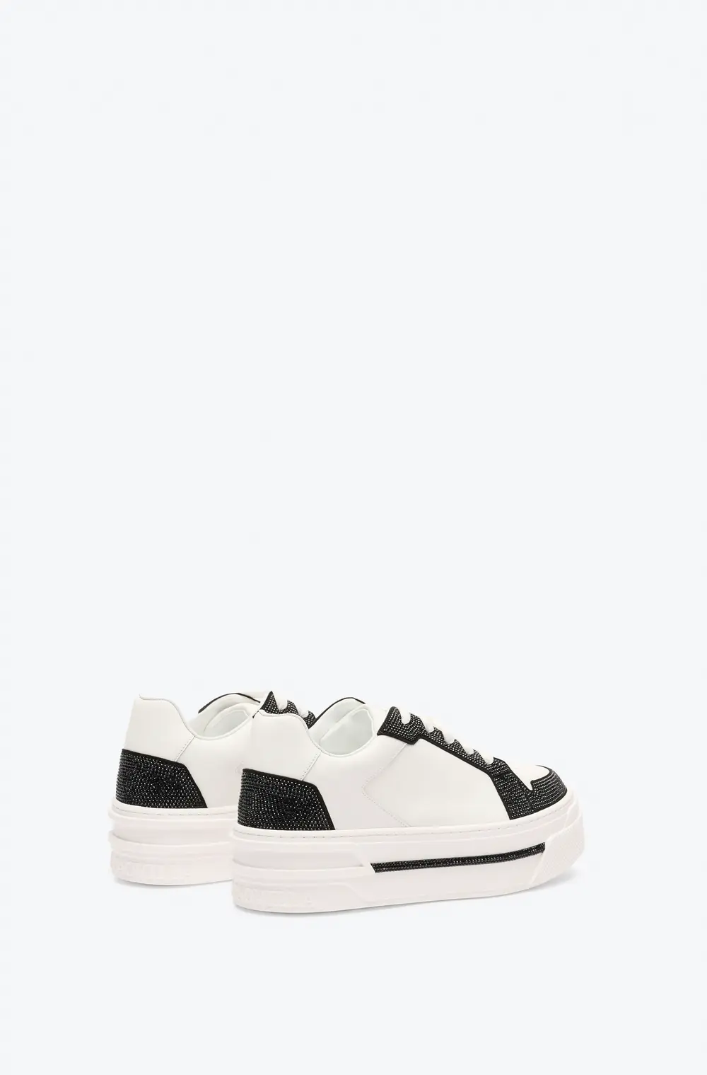 Rene Caovilla XTRA WHITE-BLACK SNEAKER WITH CRYSTALS 50