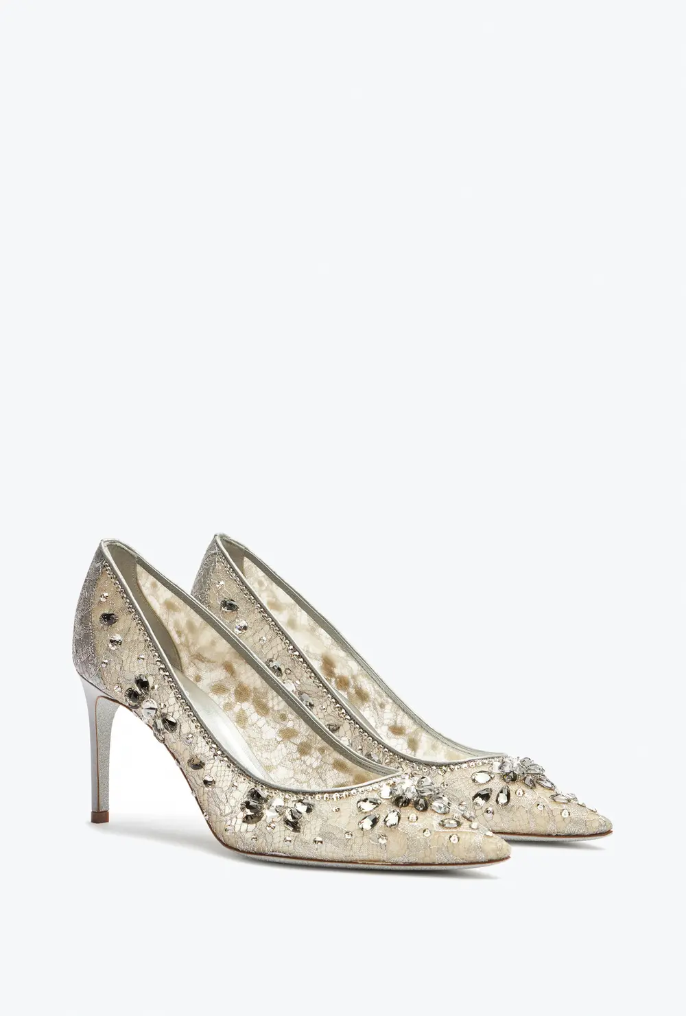Rene Caovilla Cinderella Silver Pump 80