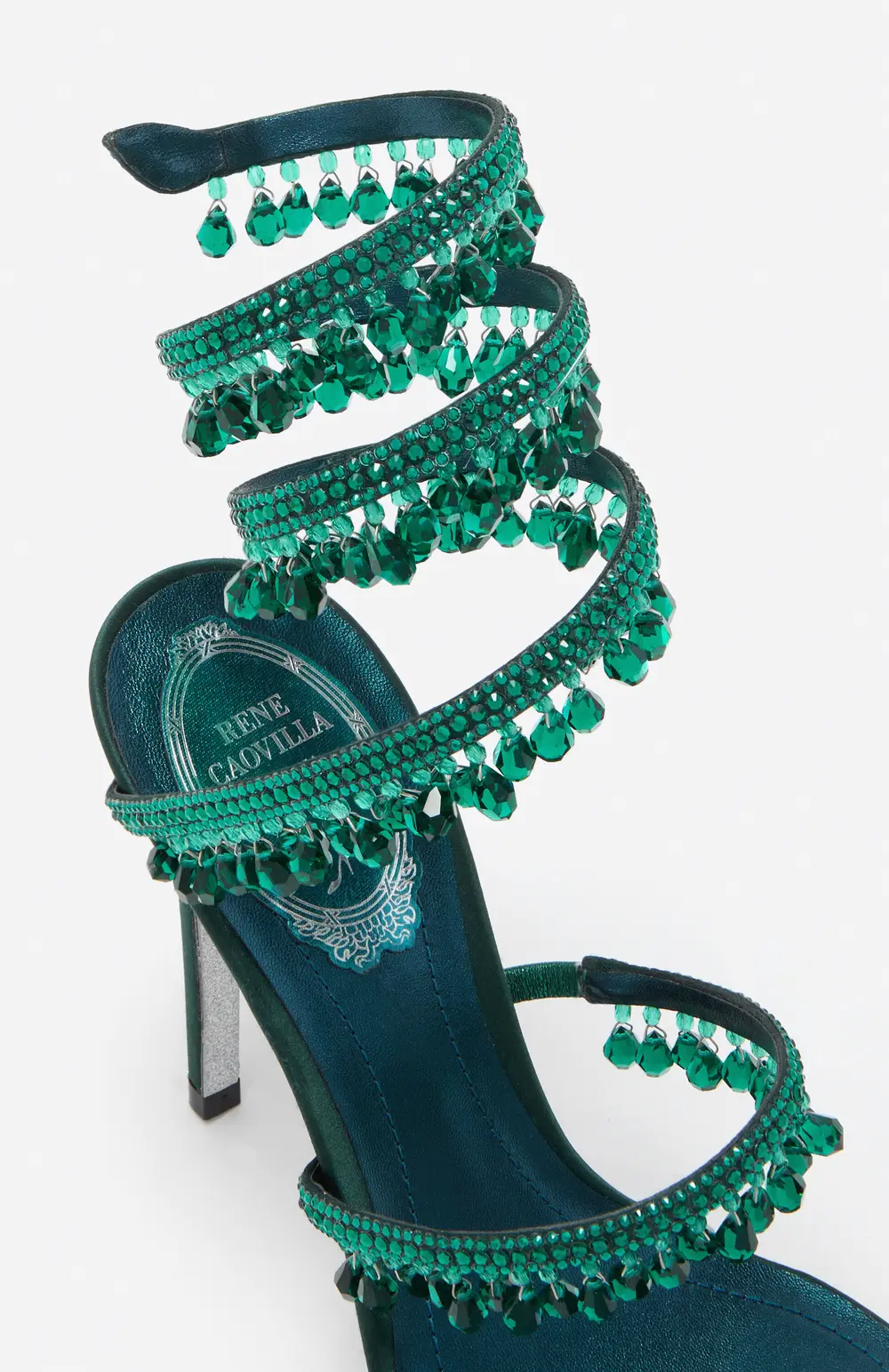 Rene Caovilla CHANDELIER EMERALD GREEN SANDAL 105