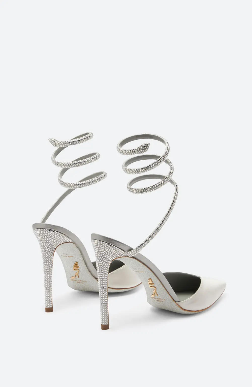 Rene Caovilla Cleo Crystal Gray Open-Back Pump 105