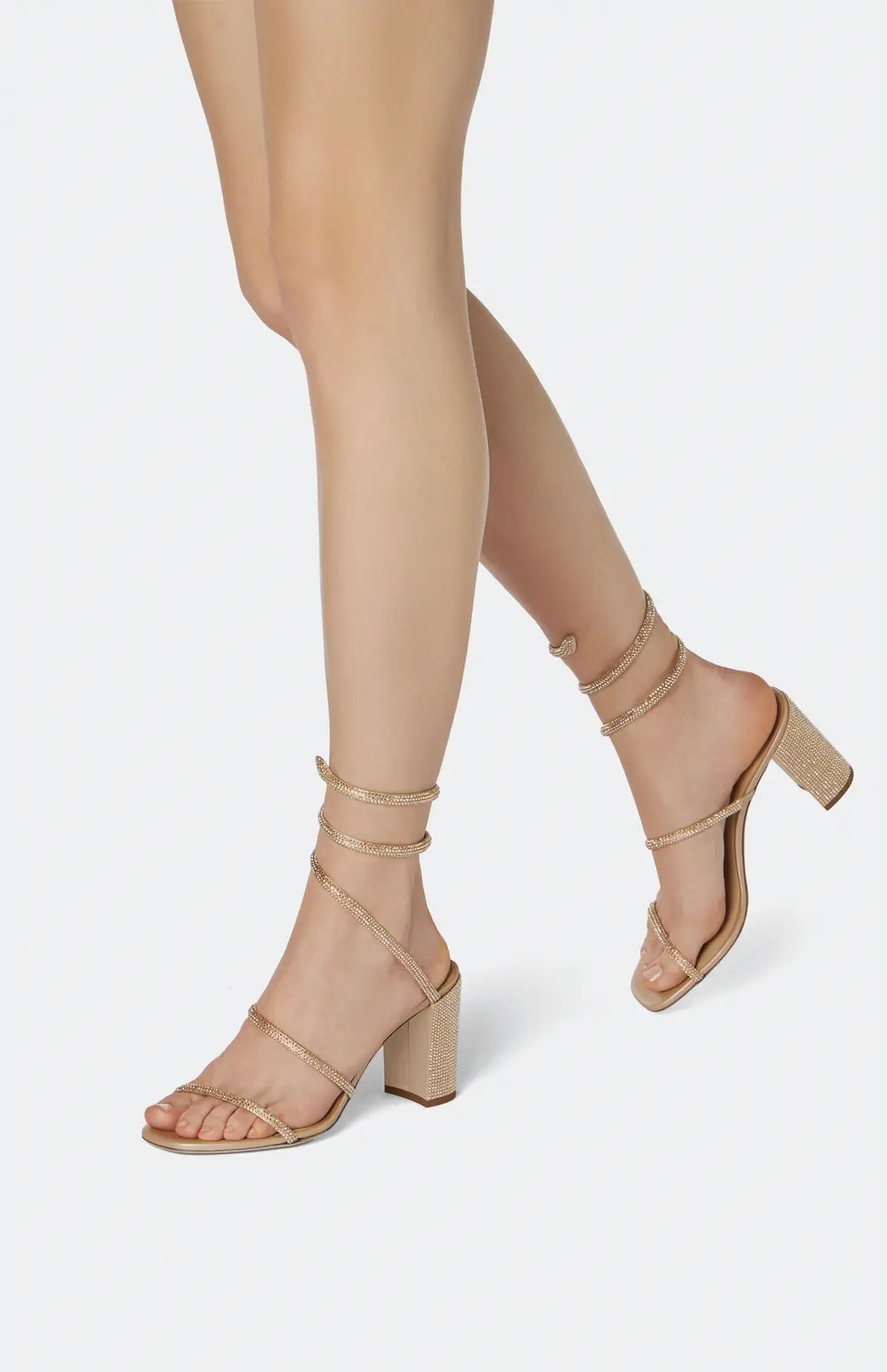 Rene Caovilla Cleo  Crystal Beige Sandal 80