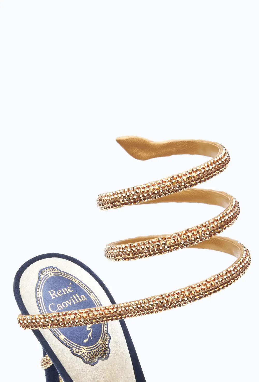Rene Caovilla Margot Crystal Blue-Gold Sandal 105