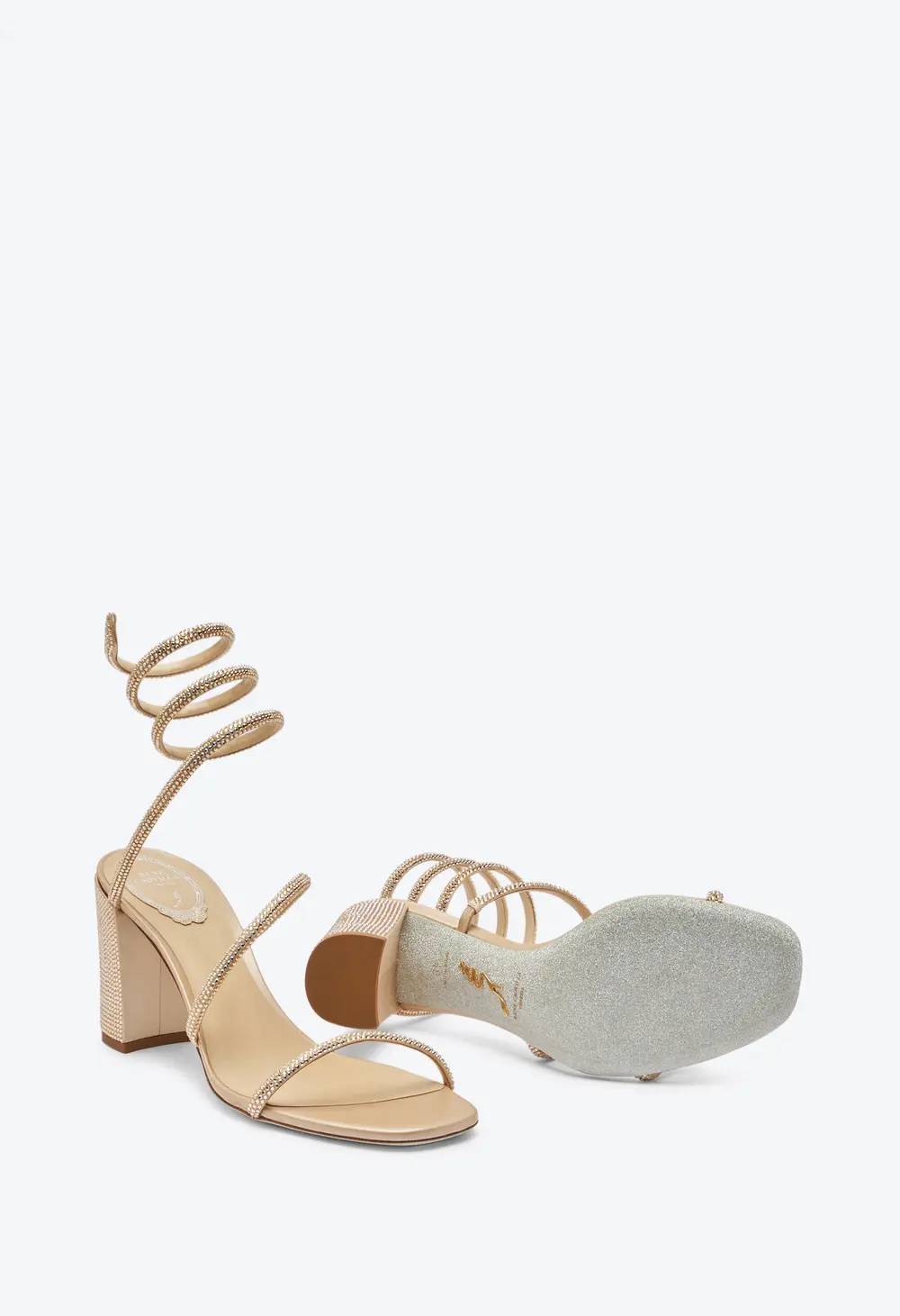 Rene Caovilla Cleo  Crystal Beige Sandal 80