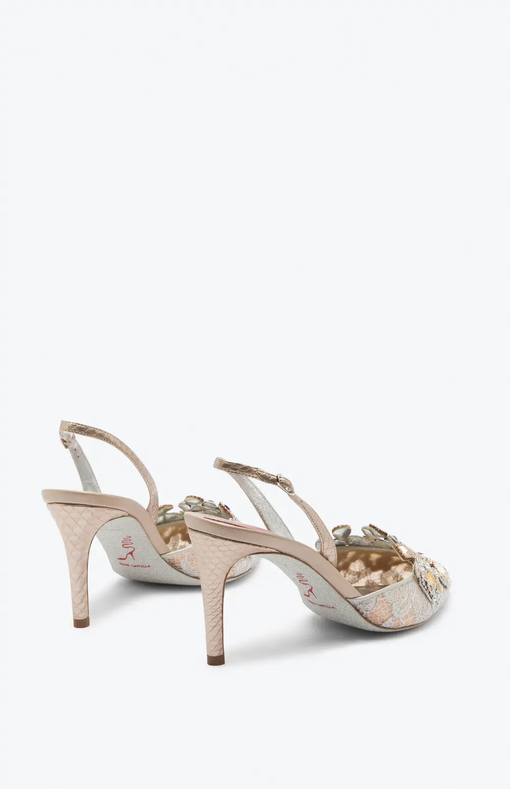 Rene Caovilla Jewel Slingbacks In Lace Venezianan 75