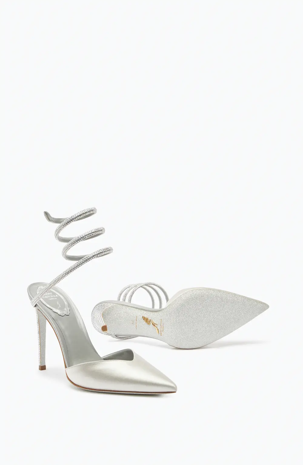 Rene Caovilla Cleo Crystal Gray Open-Back Pump 105