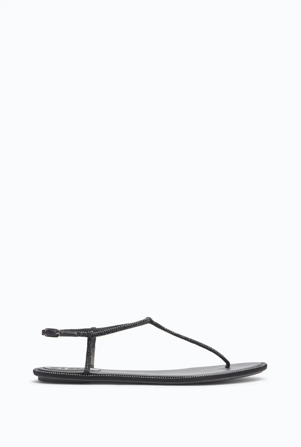 Rene Caovilla Diana Black Flat Sandal 10