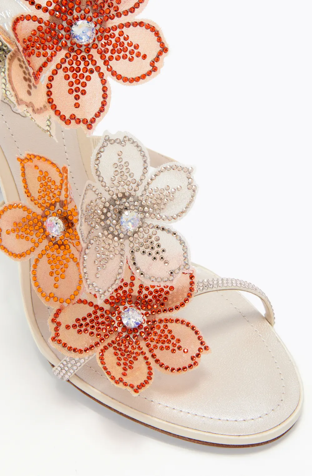 Rene Caovilla PEACH FLOWER IVORY AND ORANGE SANDAL 105