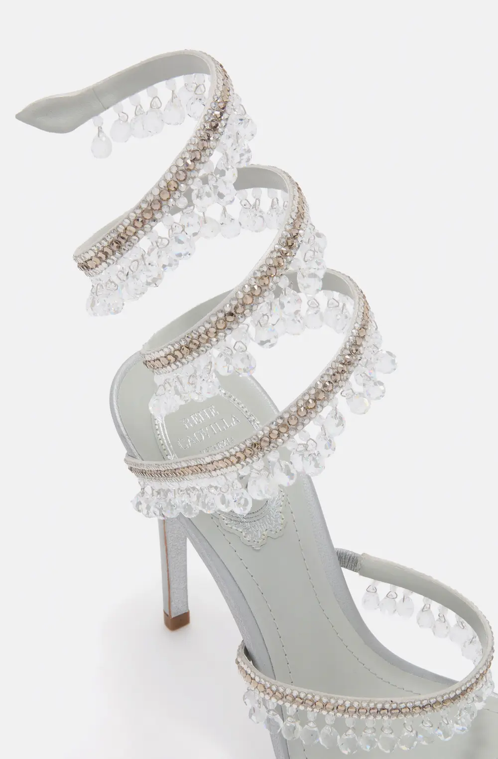 Rene Caovilla CHANDELIER PEARL GREY SANDAL 105