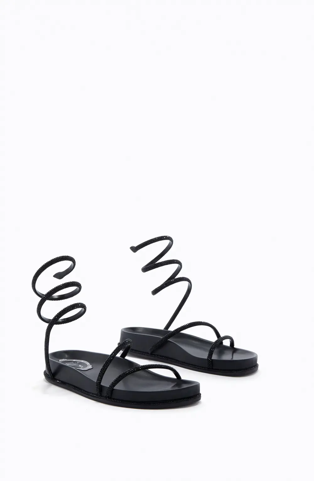 Rene Caovilla GISELE BLACK FLATFORM SANDAL 20