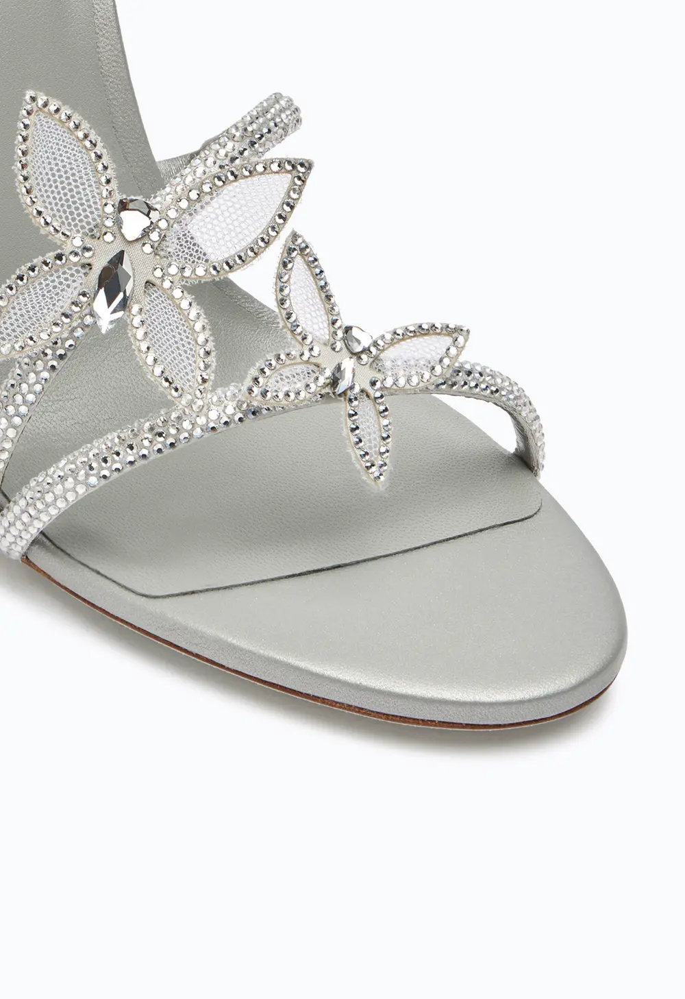 Rene Caovilla Margot Silver Sandal With Butterflies And Crystals 105