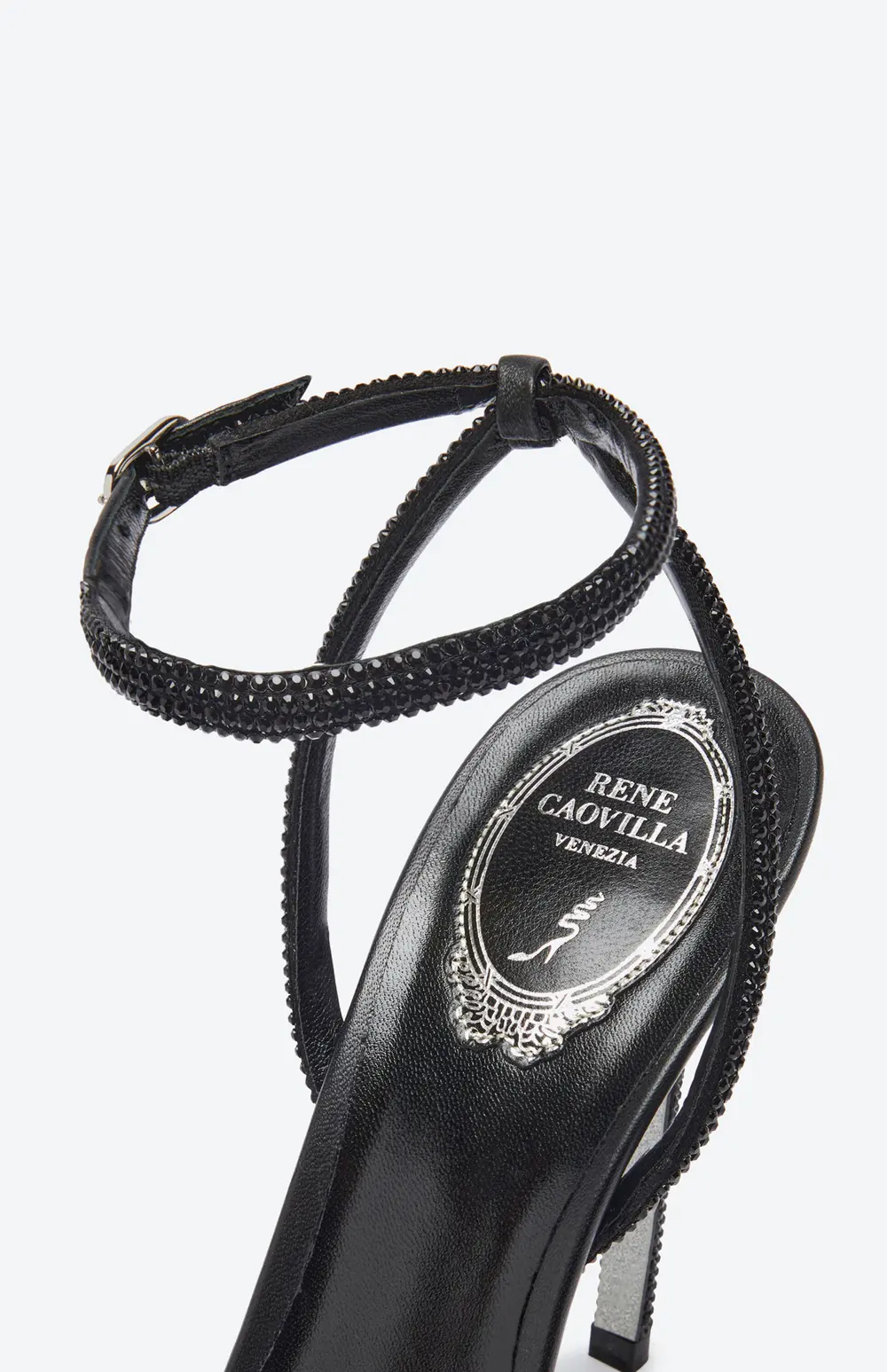 Rene Caovilla Ellabrita Crystal Black Sandal 105