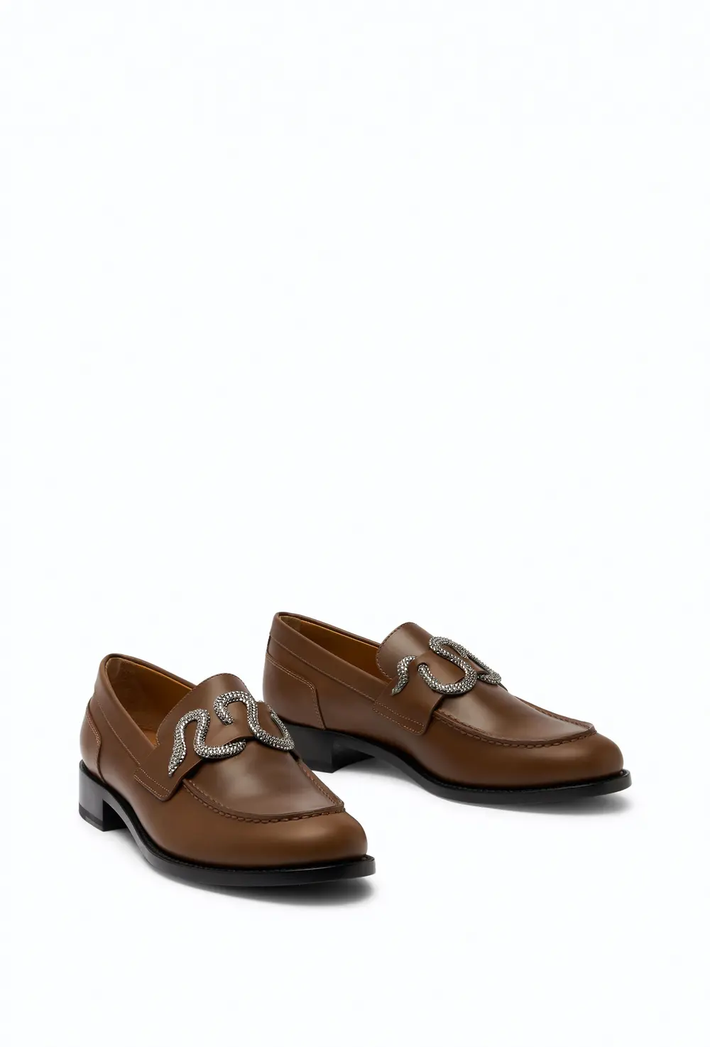 Rene Caovilla Morgana Brown Loafer With Silver Crystal 20