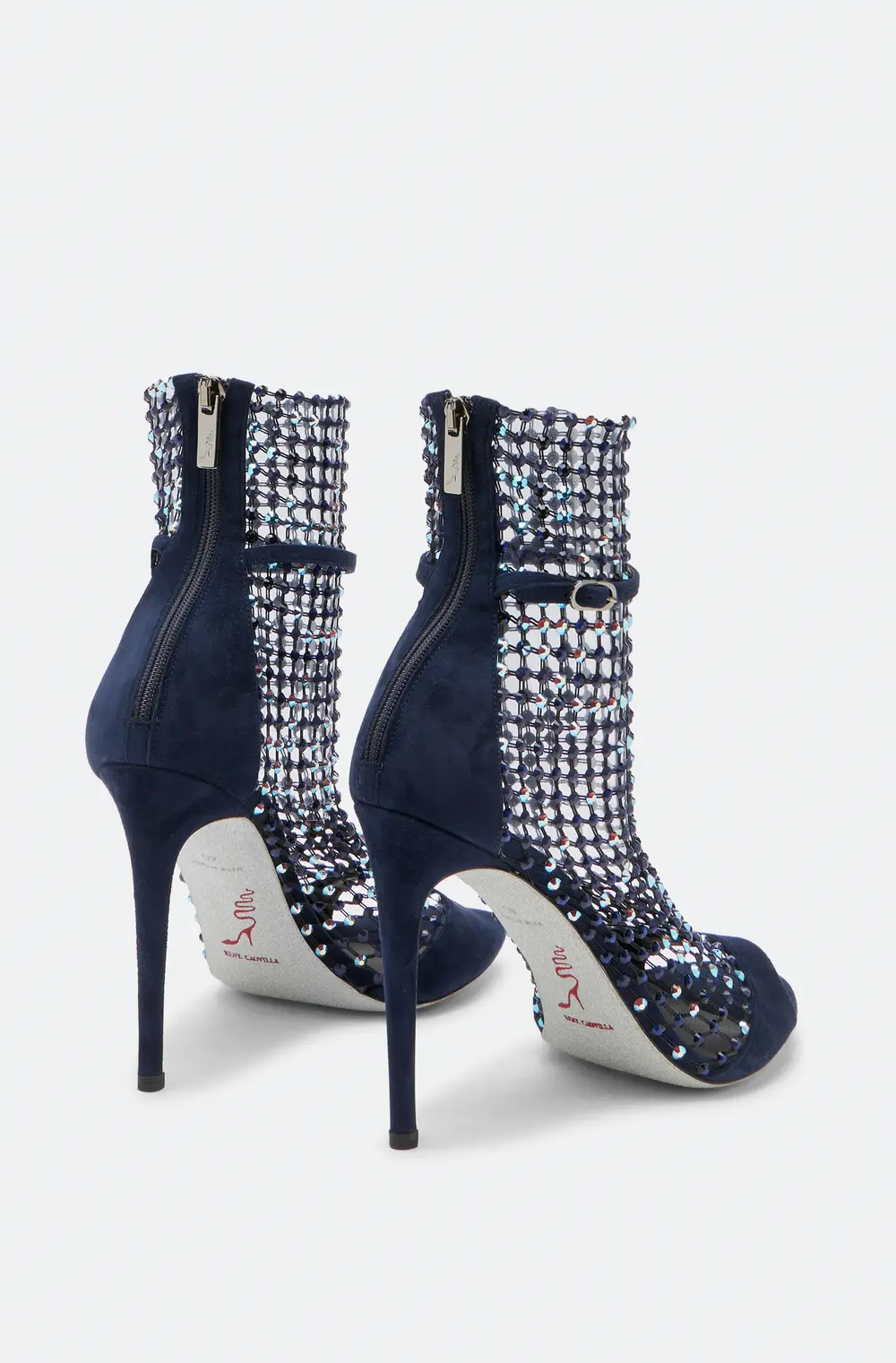 Rene Caovilla Galaxia Crystal Deep Blue Sandal 105