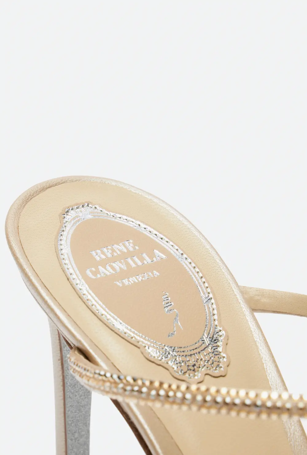 Rene Caovilla Caterina Champagne Mule 80