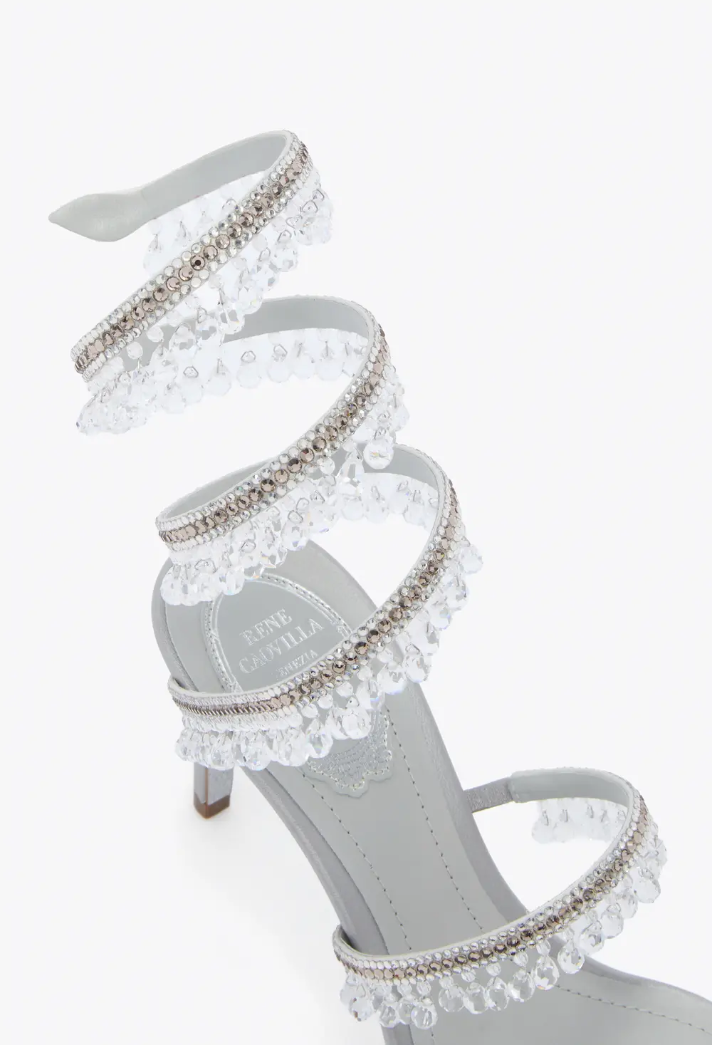 Rene Caovilla CHANDELIER SILVER SANDAL 80