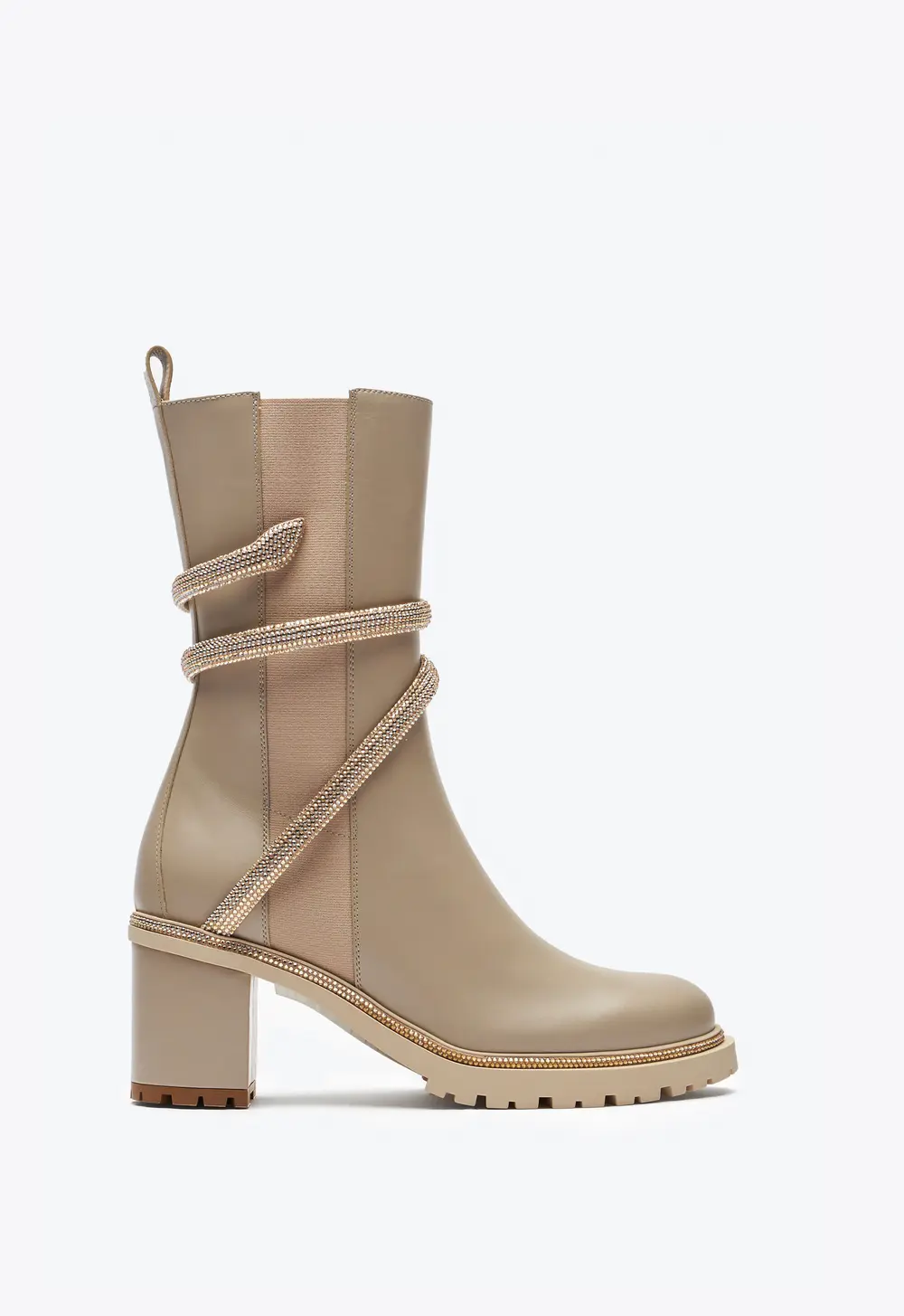 Rene Caovilla Cleo Crystals Beige Bootie 60