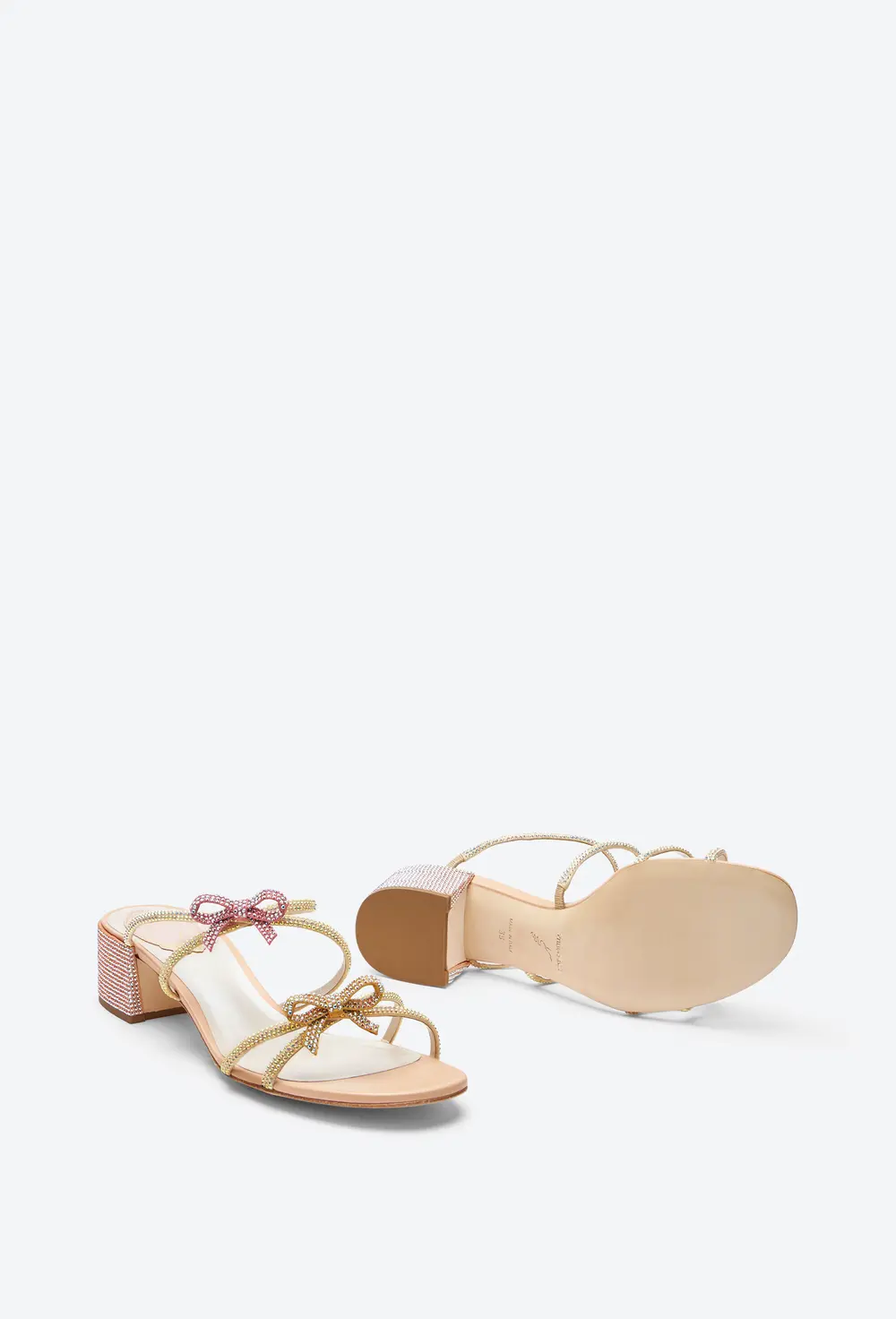 Rene Caovilla Caterina Peach Mule With Crystals 40