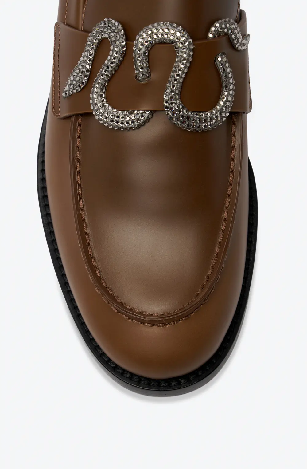 Rene Caovilla Morgana Brown Loafer With Silver Crystal 20
