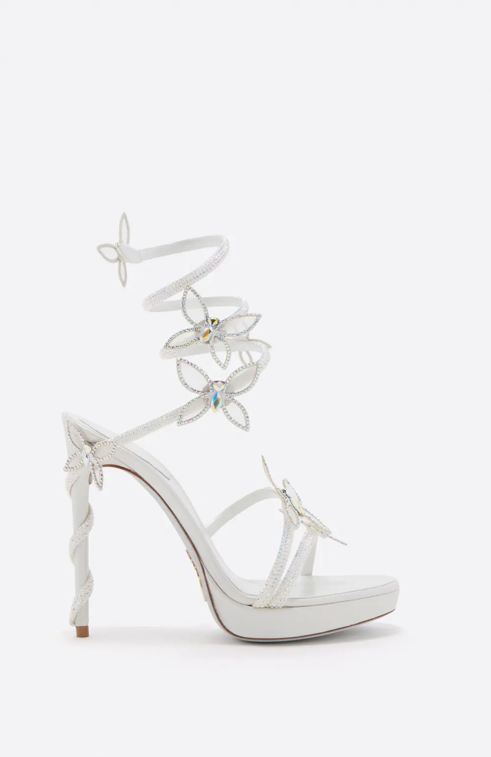 Rene Caovilla MARGOT WHITE PLATFORM SANDAL WITH BUTTERFLIES 120