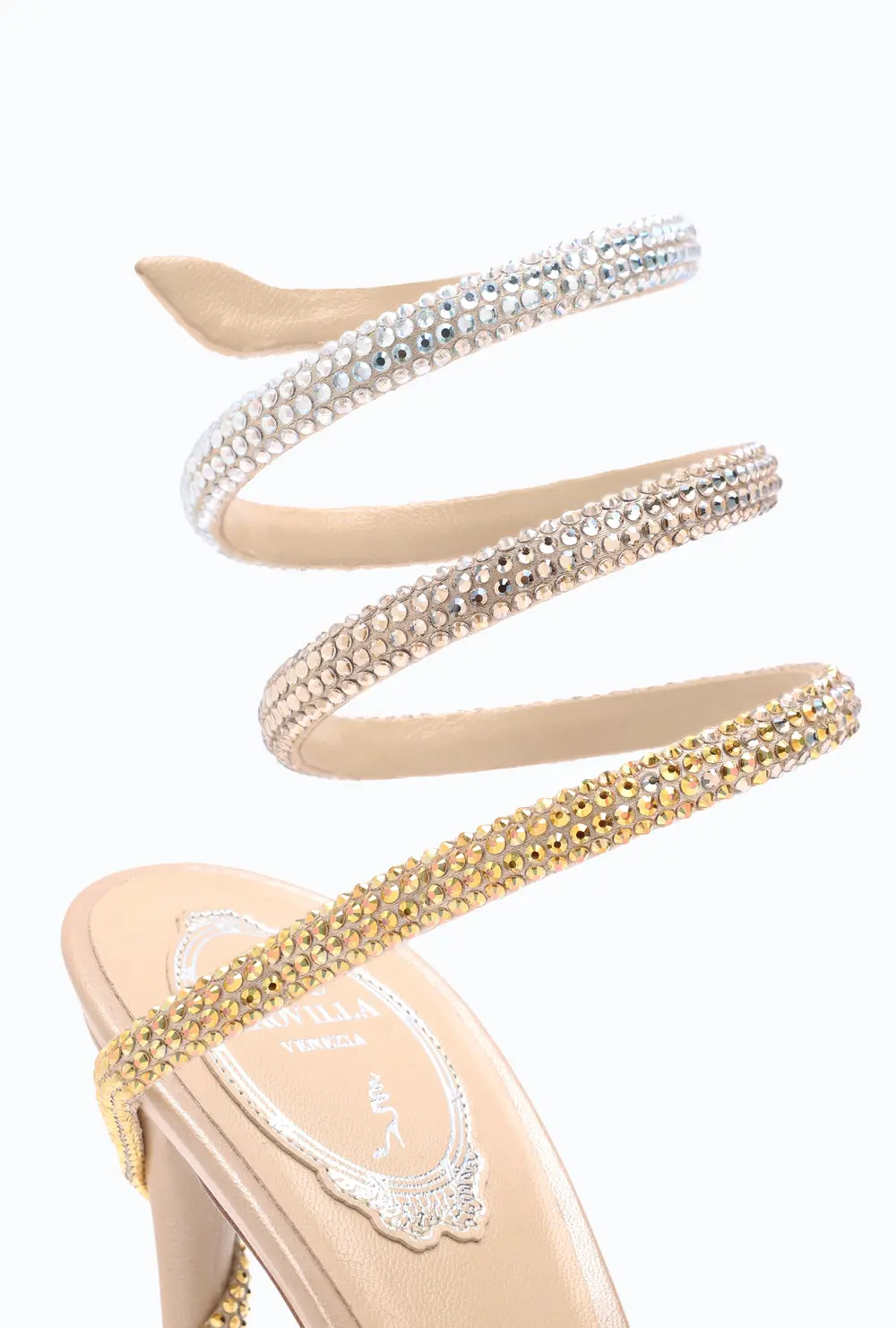 Rene Caovilla Margot Plateau Sandal With Gold And Silver Crystals 120