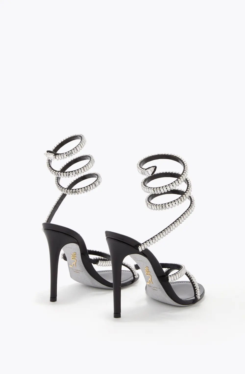 Rene Caovilla CLEO SPARK BLACK AND SILVER SANDAL 105
