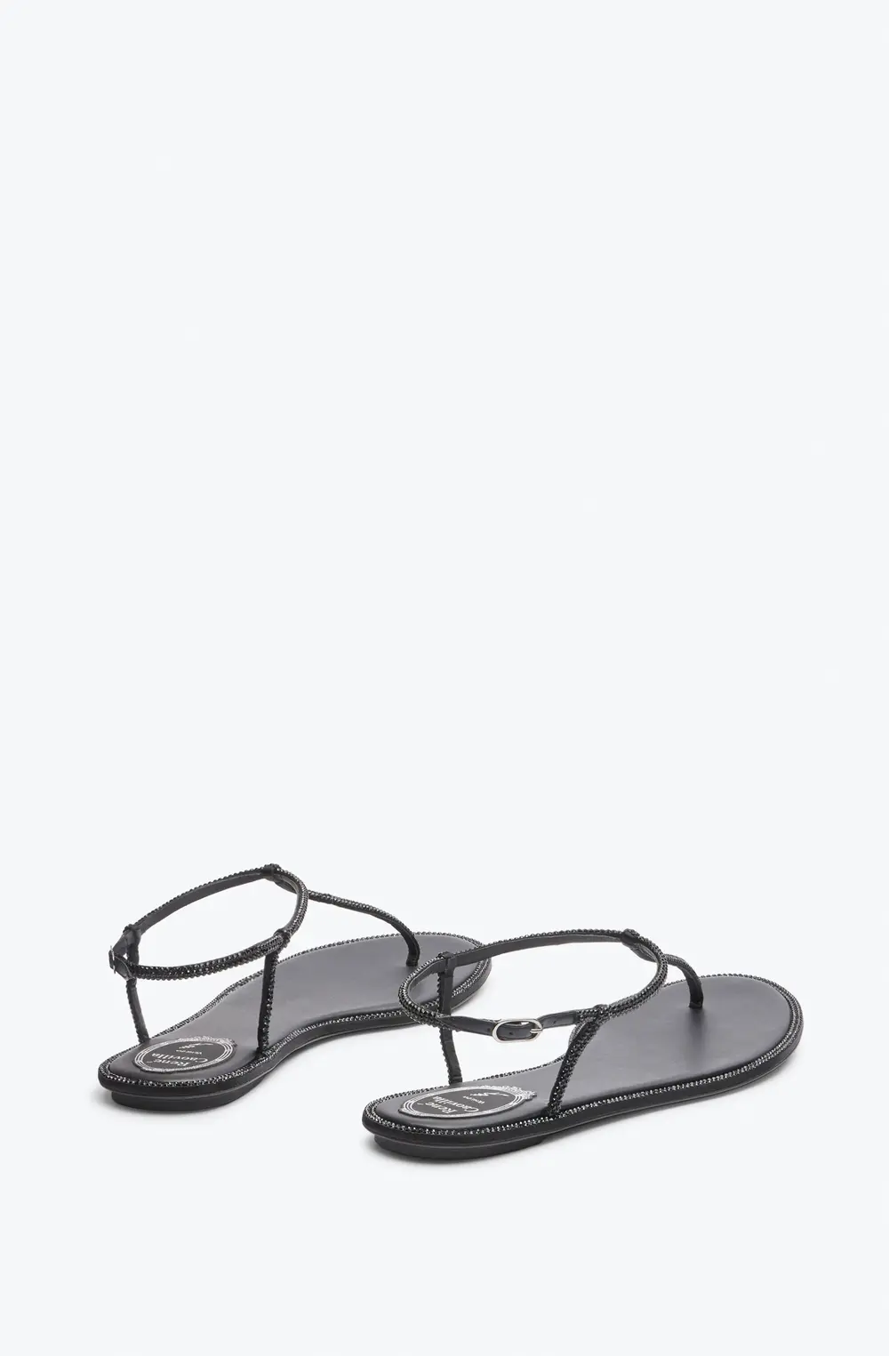 Rene Caovilla Diana Black Flat Sandal 10
