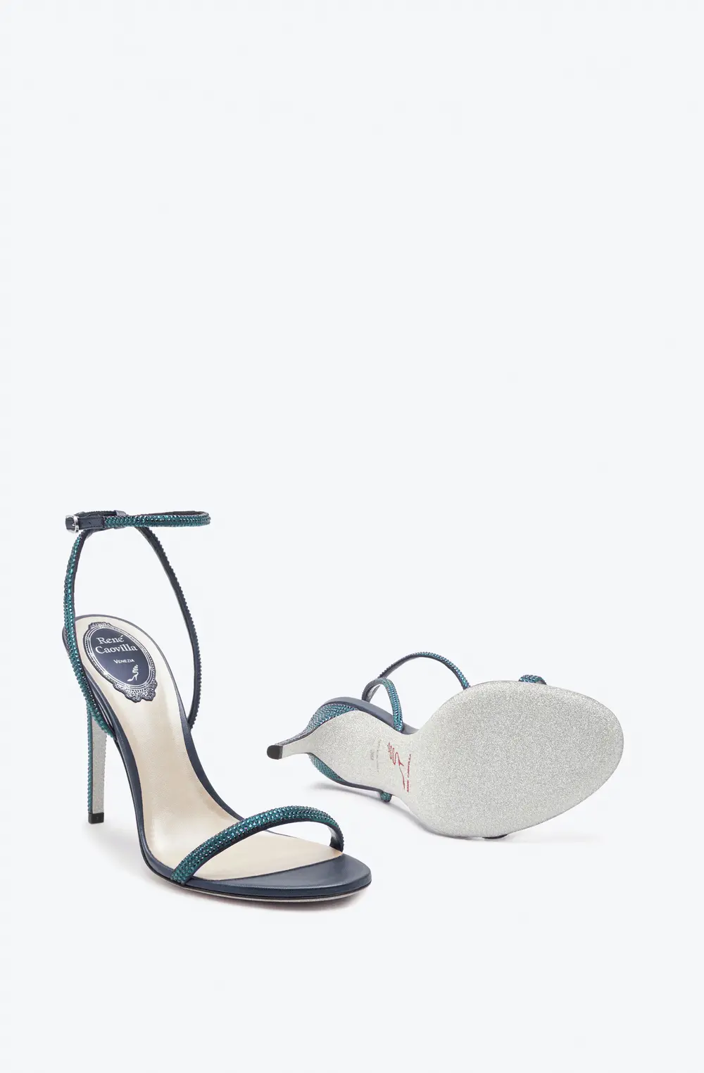 Rene Caovilla Ellabrita Crystal Blue Sandal 105