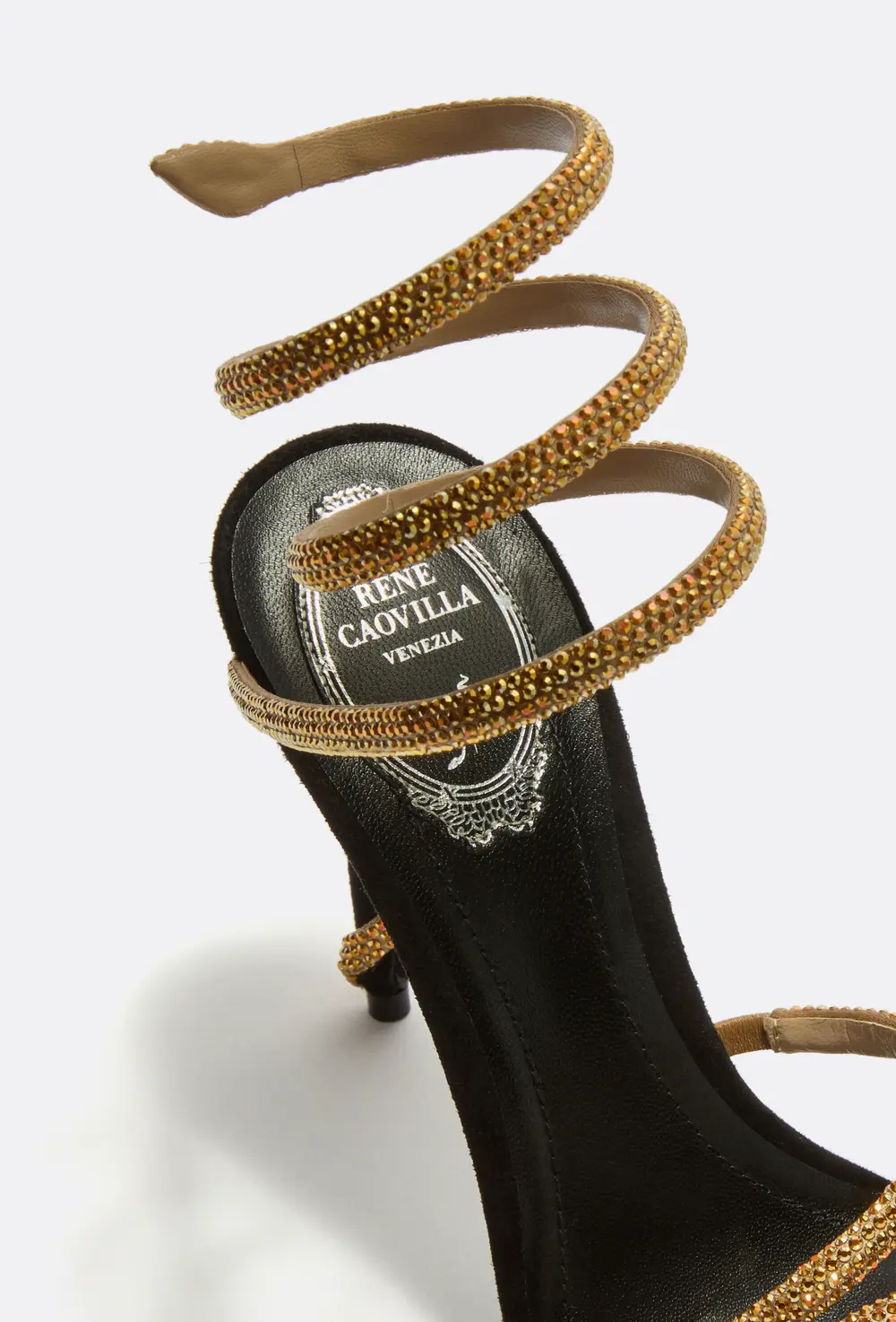 Rene Caovilla MARGOT BLACK AND GOLD SANDAL 105