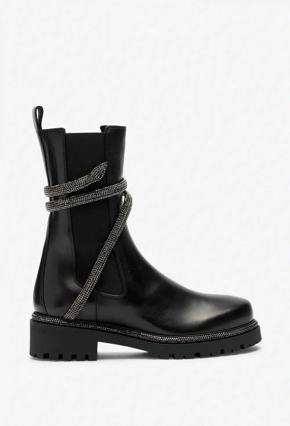 Rene Caovilla Cleo Combat Black Biker Boots